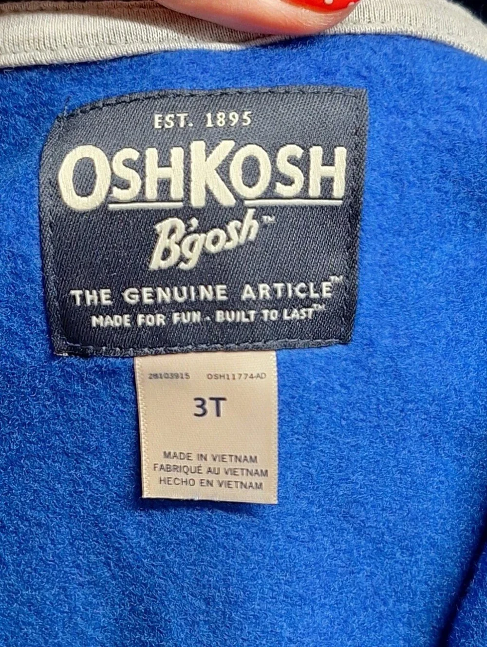 OshKosh B'Gosh Toddler Full Zip Logo Hoodie,3T, RN#96367, NWT
